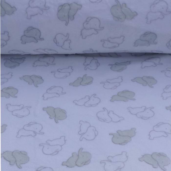 Fehér alapon zöld elefánt <br/>Mintás baby soft